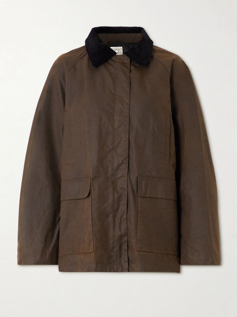 Oversized corduroy-trimmed waxed organic cotton jacket by TOTEME