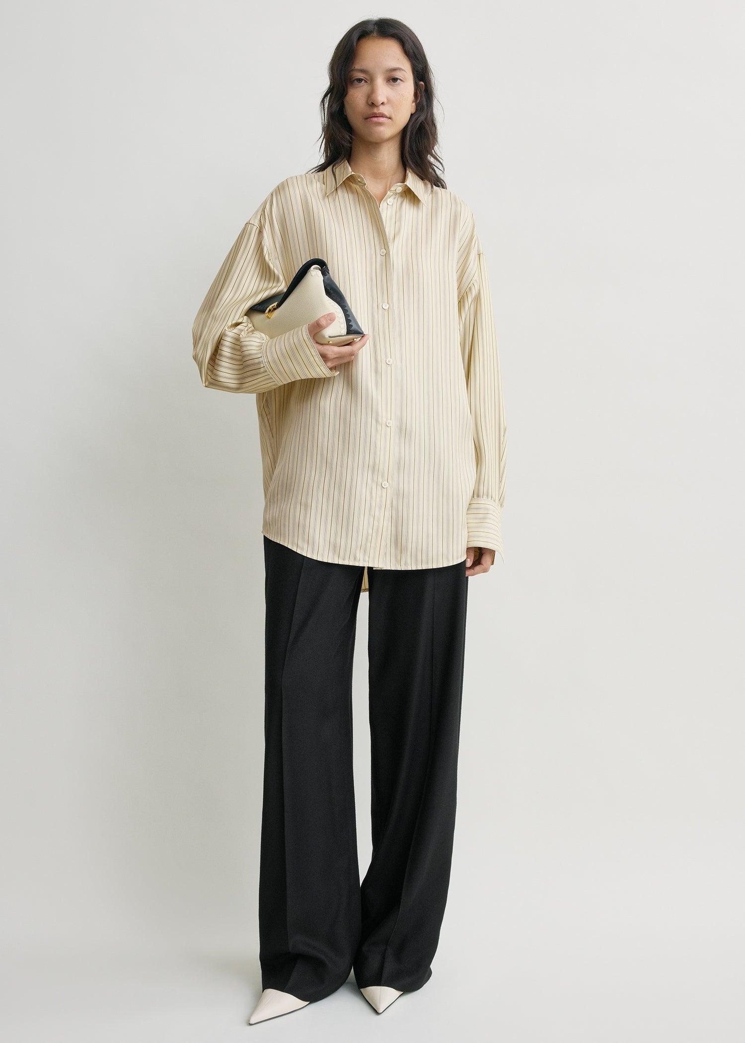 Oversized striped shirt beige/brown petite by TOTEME