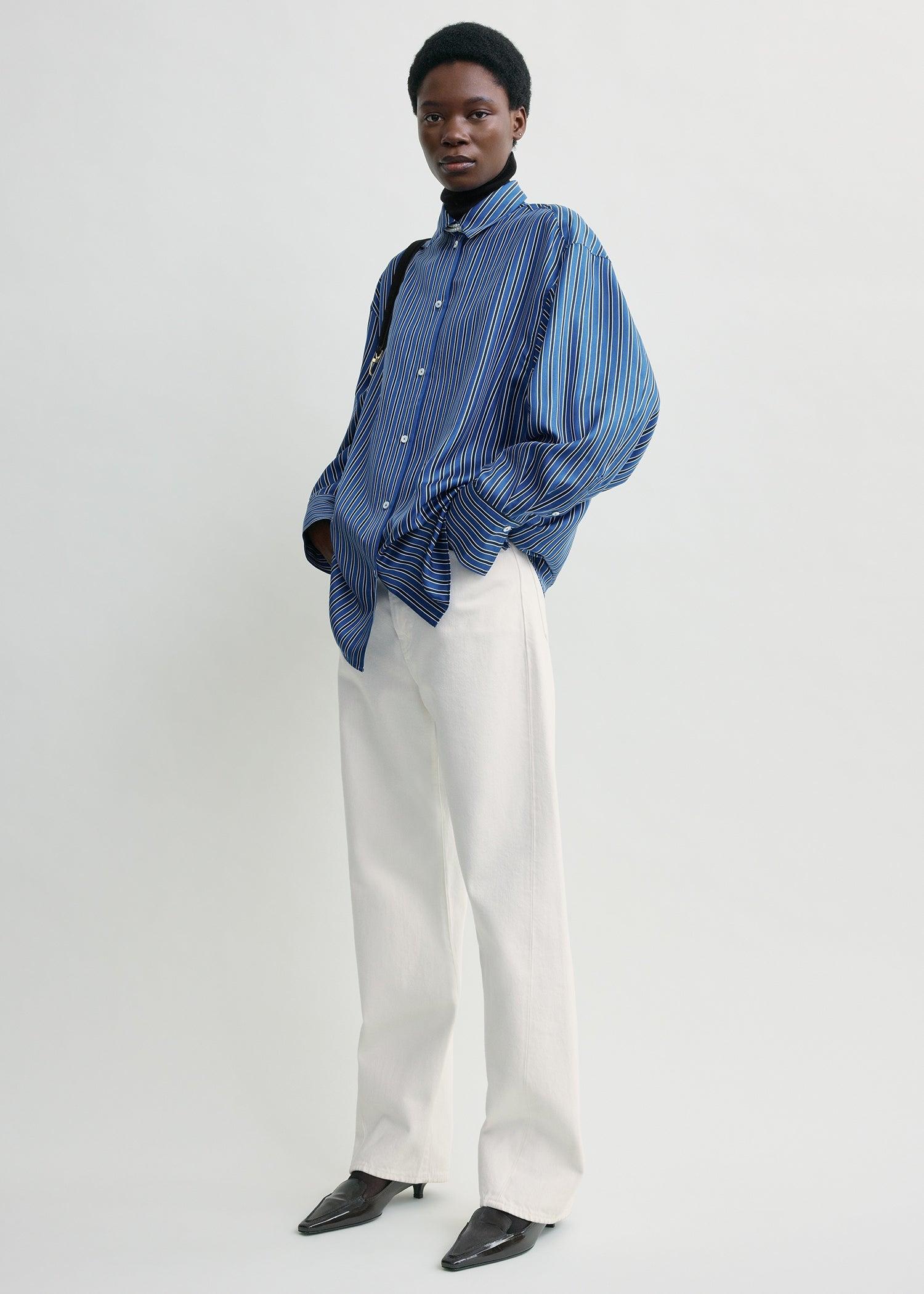 Oversized striped shirt blue/navy petite by TOTEME