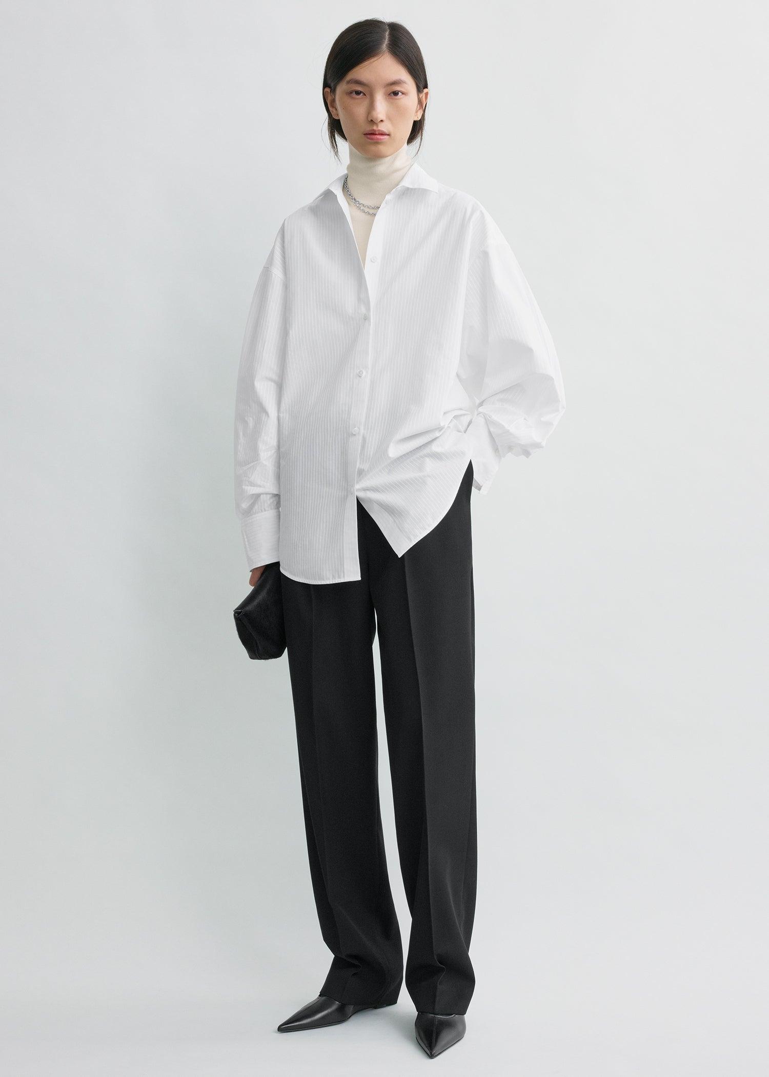 Oversized striped shirt white petite by TOTEME