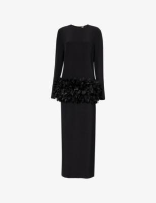 Petal Long-Sleeves Stretch-Woven Maxi Dress by TOTEME