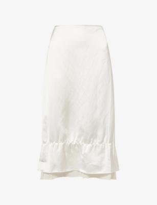 Raw-Hem Layered Satin Midi Skirt by TOTEME