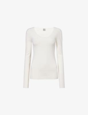 Ribbed Scoop-Neck Stretch-Wool Blend Top by TOTEME