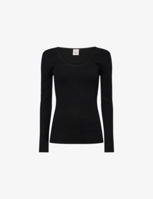 Ribbed Scoop-Neck Stretch-Wool Blend Top by TOTEME