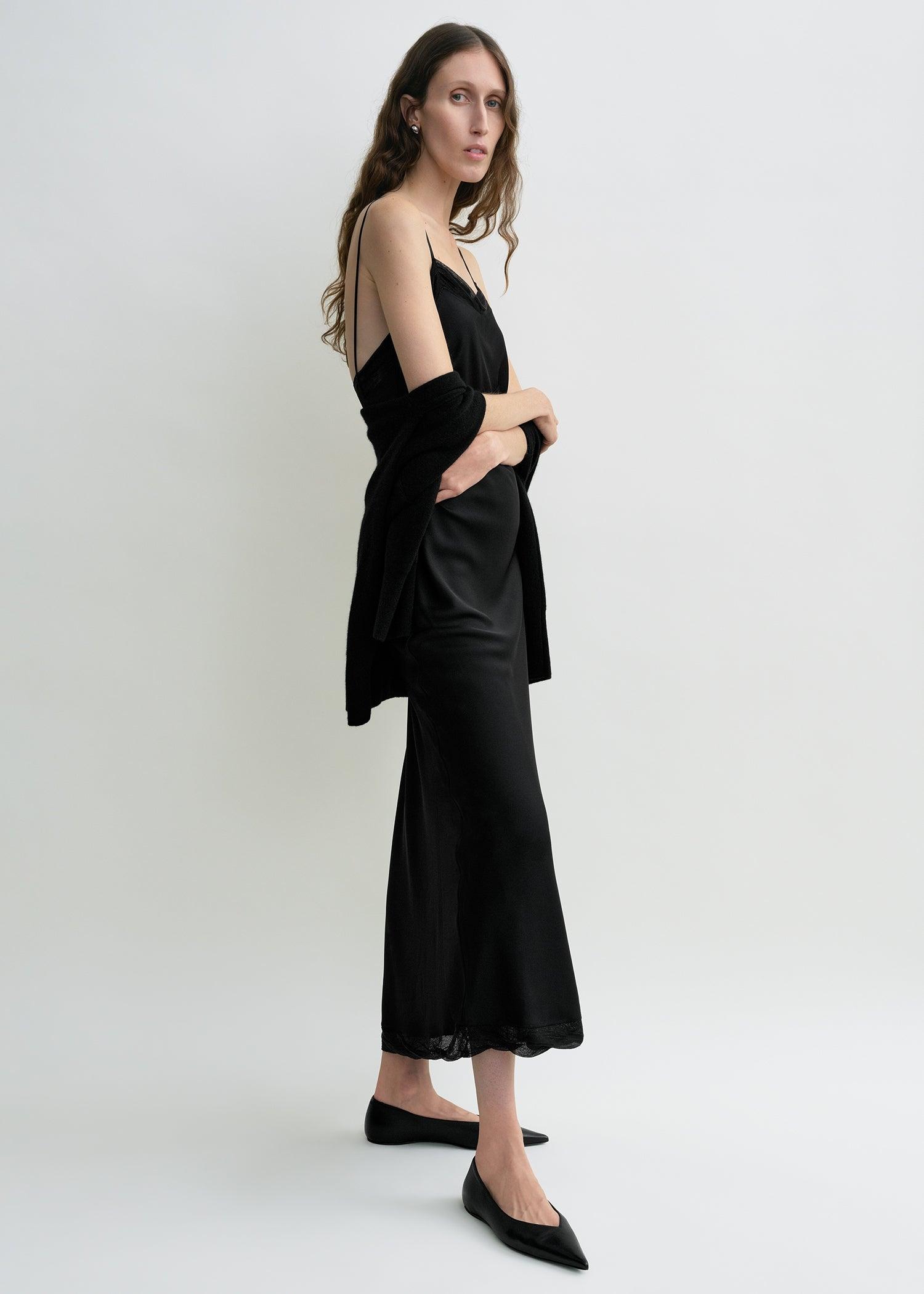 Satin slip dress black petite by TOTEME