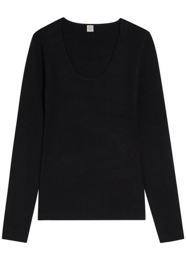 Scoop-neck stretch-wool top by TOTEME
