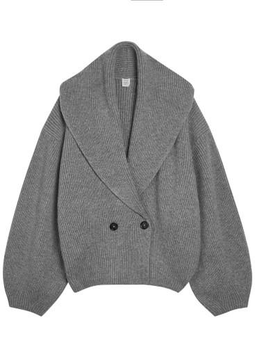 Shawl lapel ribbed wool-blend cardigan by TOTEME