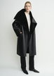Shearling wrap coat black petite by TOTEME Shearling wrap coat black petite by TOTEME