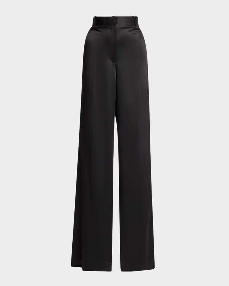 Slit Wide-Leg Satin Trousers by TOTEME