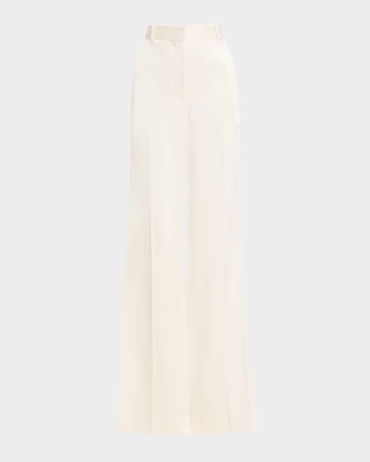 Slit Wide-Leg Satin Trousers by TOTEME