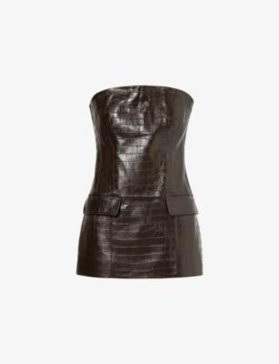 Strapless Croc-Embossed Pocket Leather Top by TOTEME
