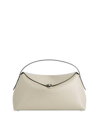 T-Lock Beige Leather Handbag by TOTEME