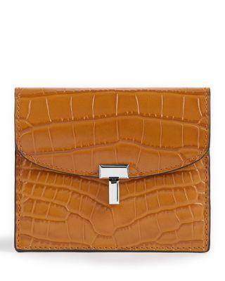 T-Lock Croco Embossed Leather Cardholder by TOTEME