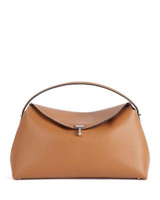 T-Lock Grained-Leather Top Handle Bag in Tan by TOTEME T-Lock Grained-Leather Top Handle Bag in Tan by TOTEME