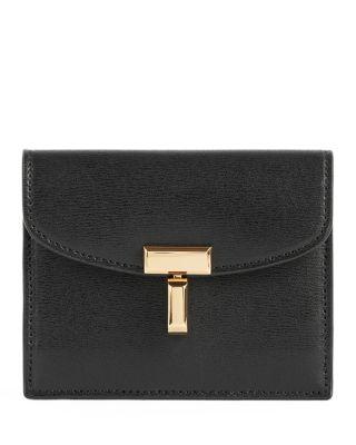 T-Lock Leather Cardholder in Black by TOTEME