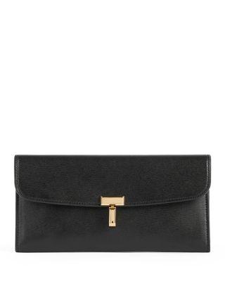 T-Lock Leather Wallet in Black by TOTEME