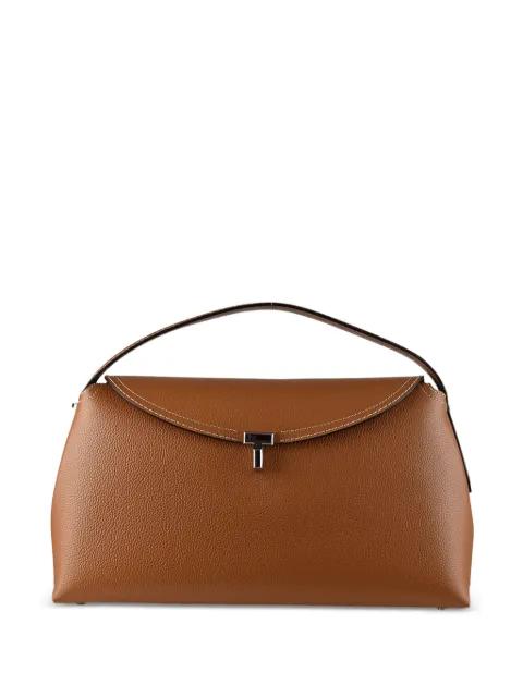 T-Lock grained leather tote bag by TOTEME