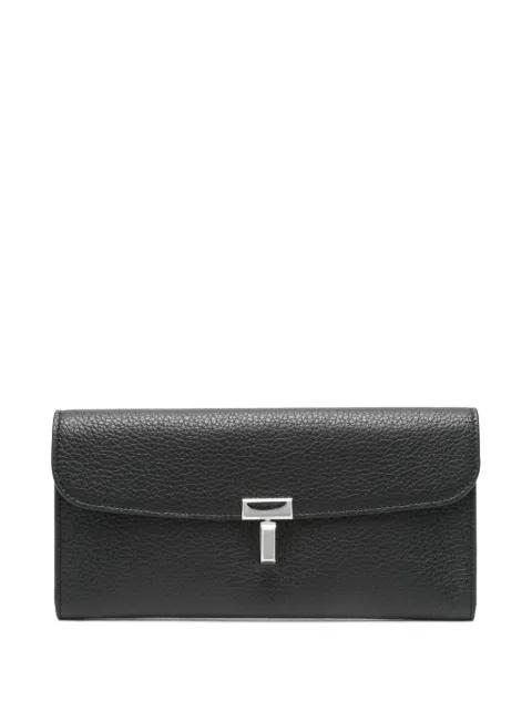 T-Lock grained-leather wallet by TOTEME