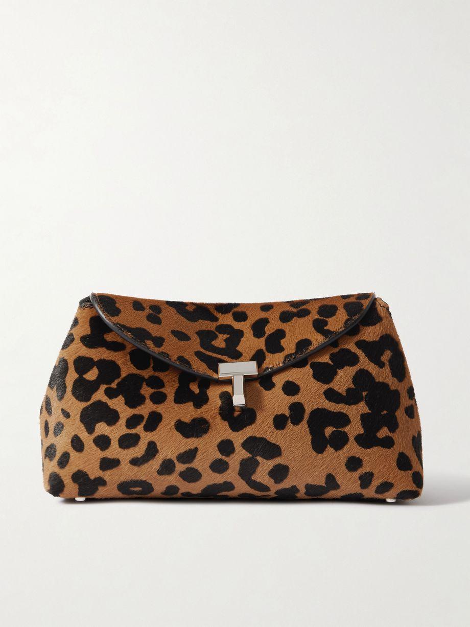 T-Lock mini leopard-print calf hair clutch by TOTEME