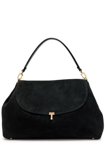 T-Lock suede top handle bag by TOTEME