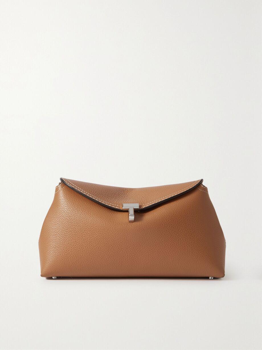 T-Lock textured-leather clutch by TOTEME