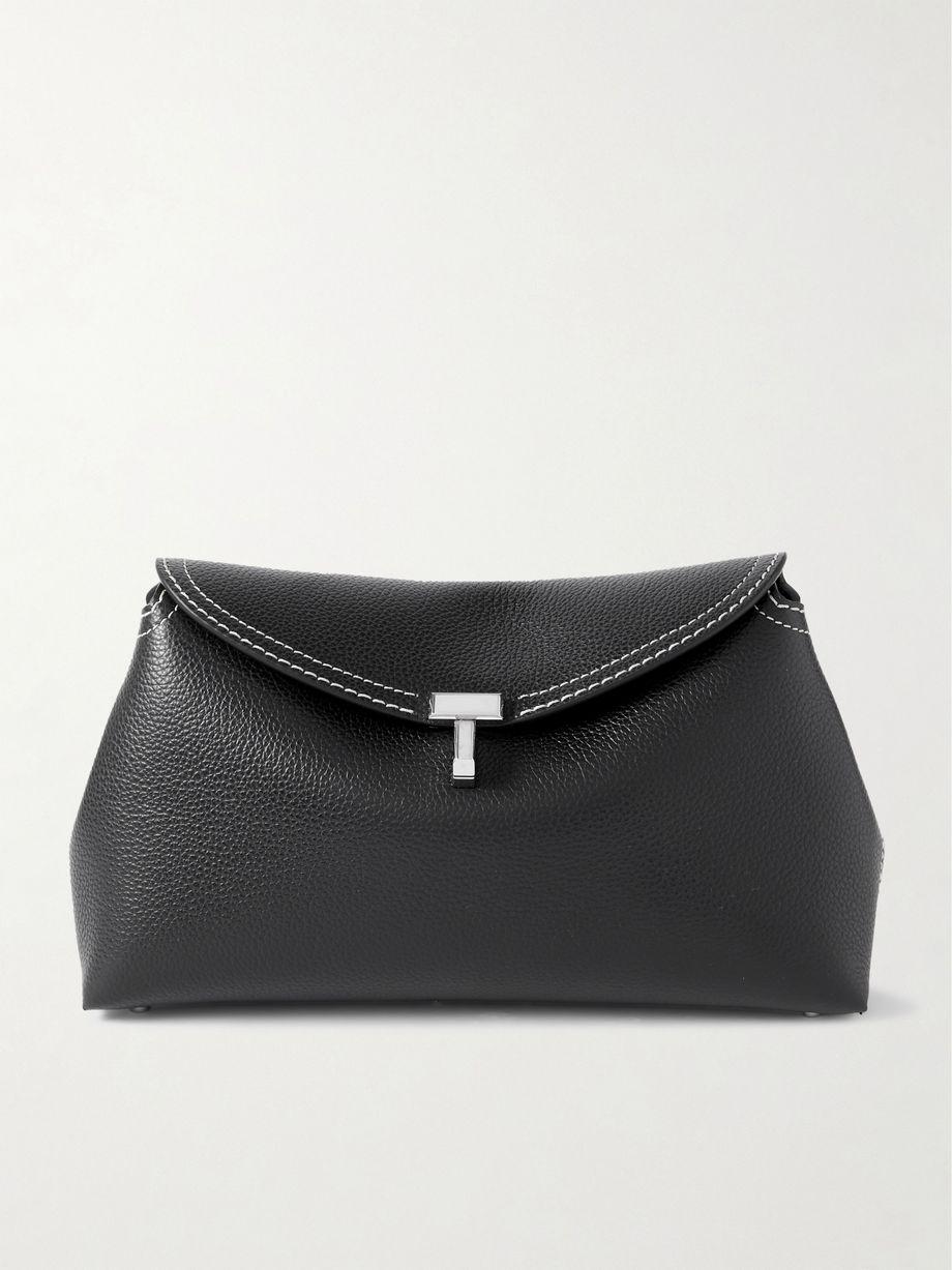 T-Lock textured-leather clutch by TOTEME