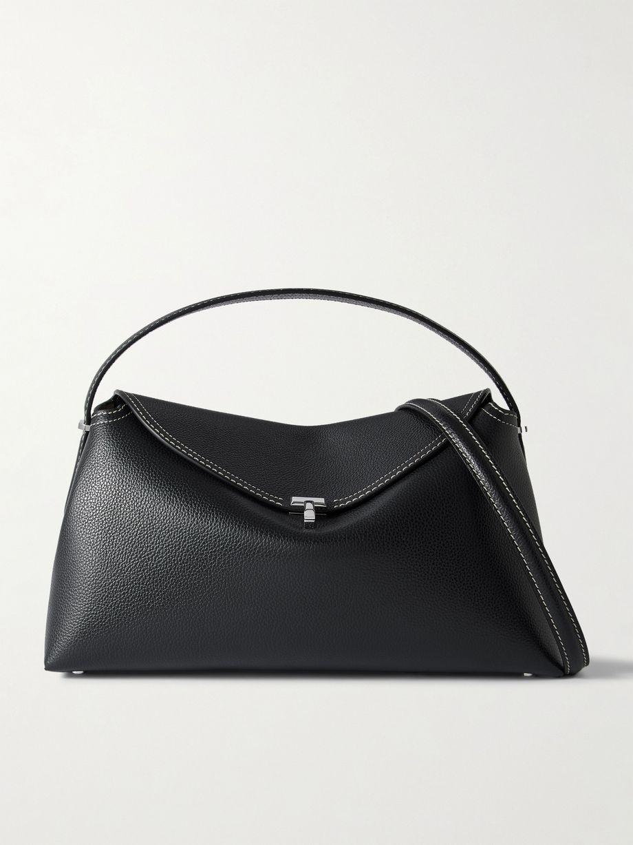 T-Lock textured-leather shoulder bag by TOTEME