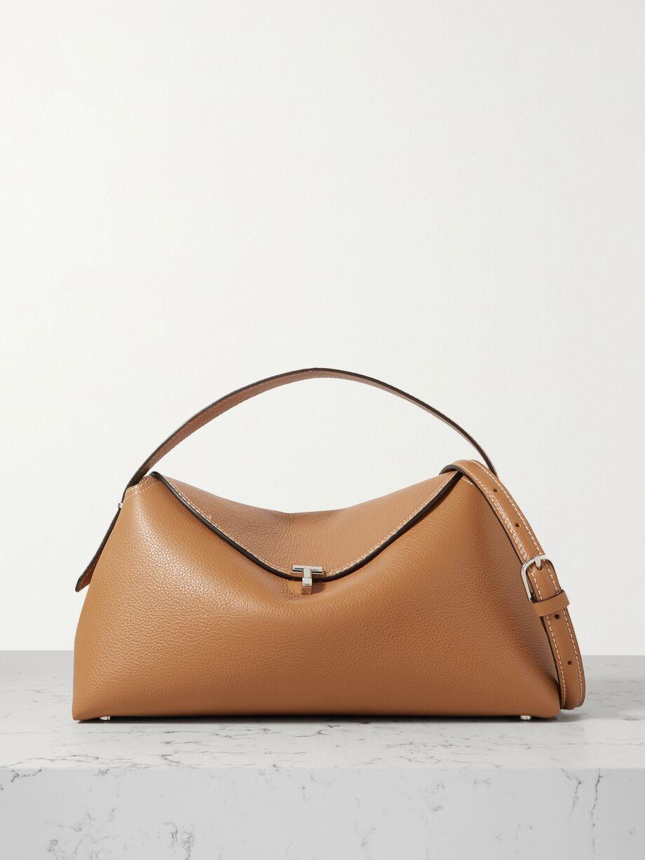 T-Lock textured-leather shoulder bag by TOTEME