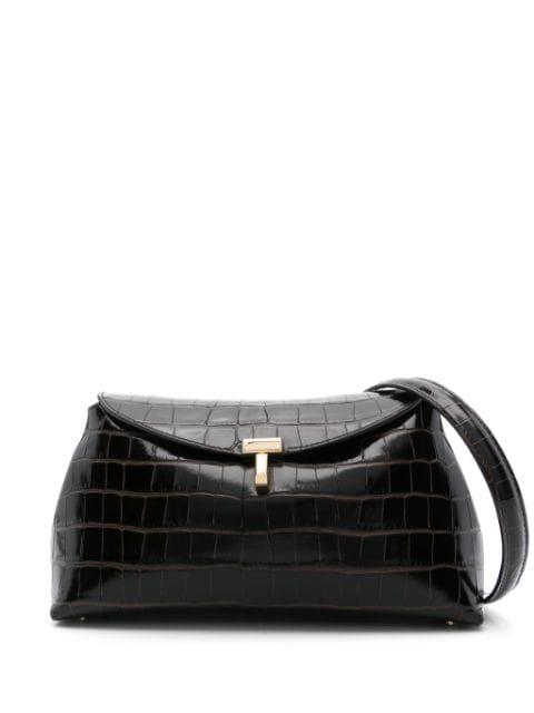 T-lock croco-embossed clutch by TOTEME