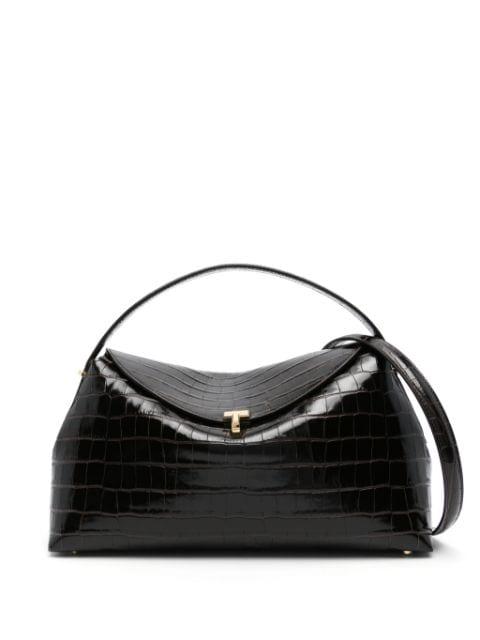 T-lock croco-embossed top handle bag by TOTEME