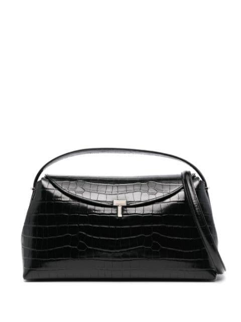T-lock croco-embossed top handle bag by TOTEME