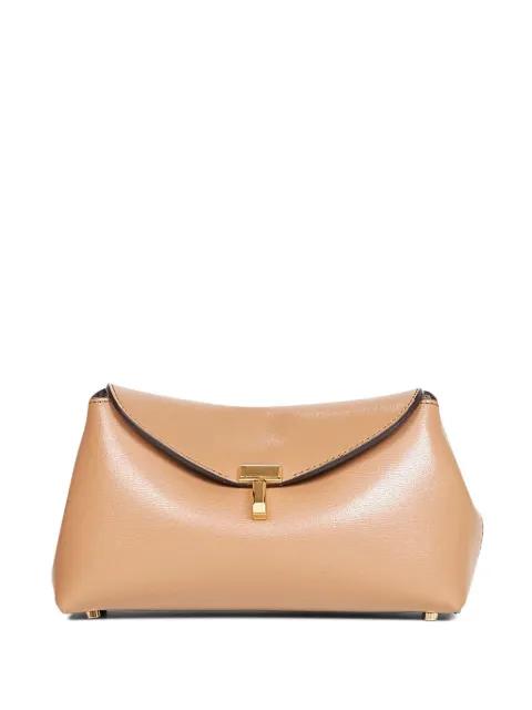 T-lock foldover leather clutch bag by TOTEME