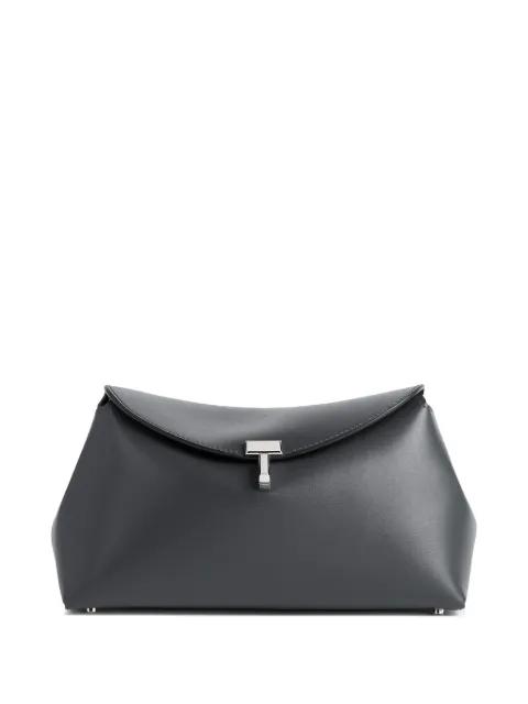 T-lock leather clutch shark by TOTEME