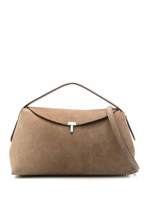 T-lock suede top handle bag by TOTEME