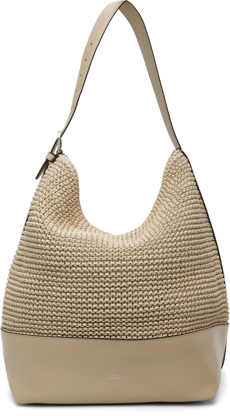 Taupe Belted Woven-Leather Tote by TOTEME