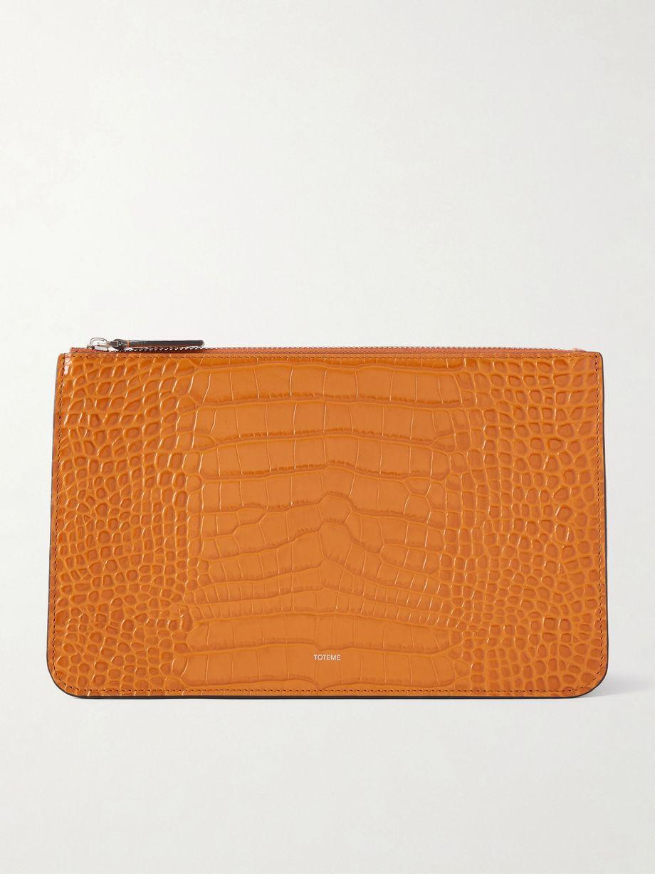 Threefold croc-effect leather clutch by TOTEME