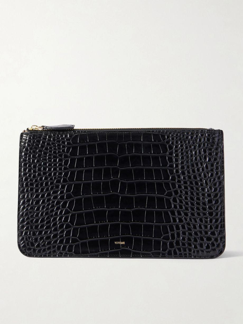 Threefold croc-effect leather clutch by TOTEME