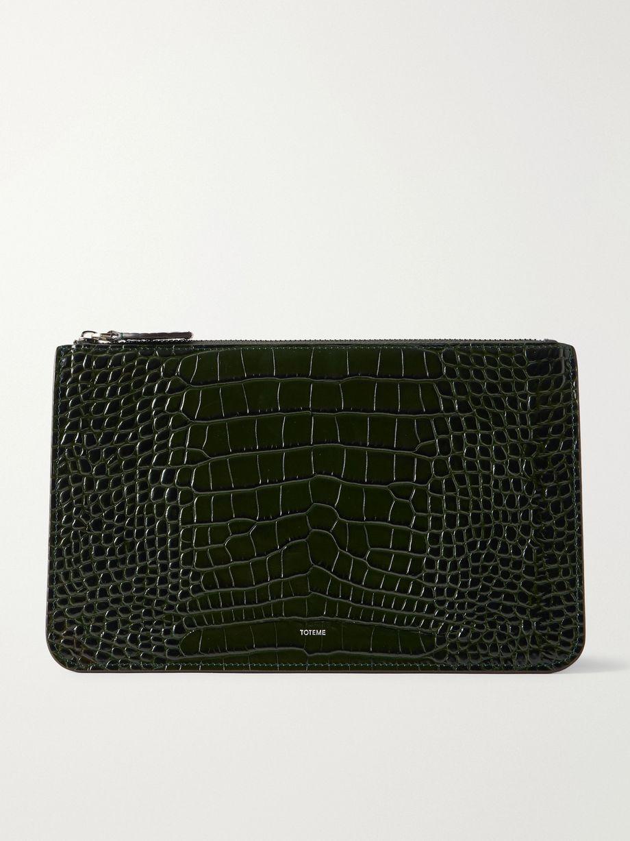 Threefold croco-embossed leather clutch by TOTEME