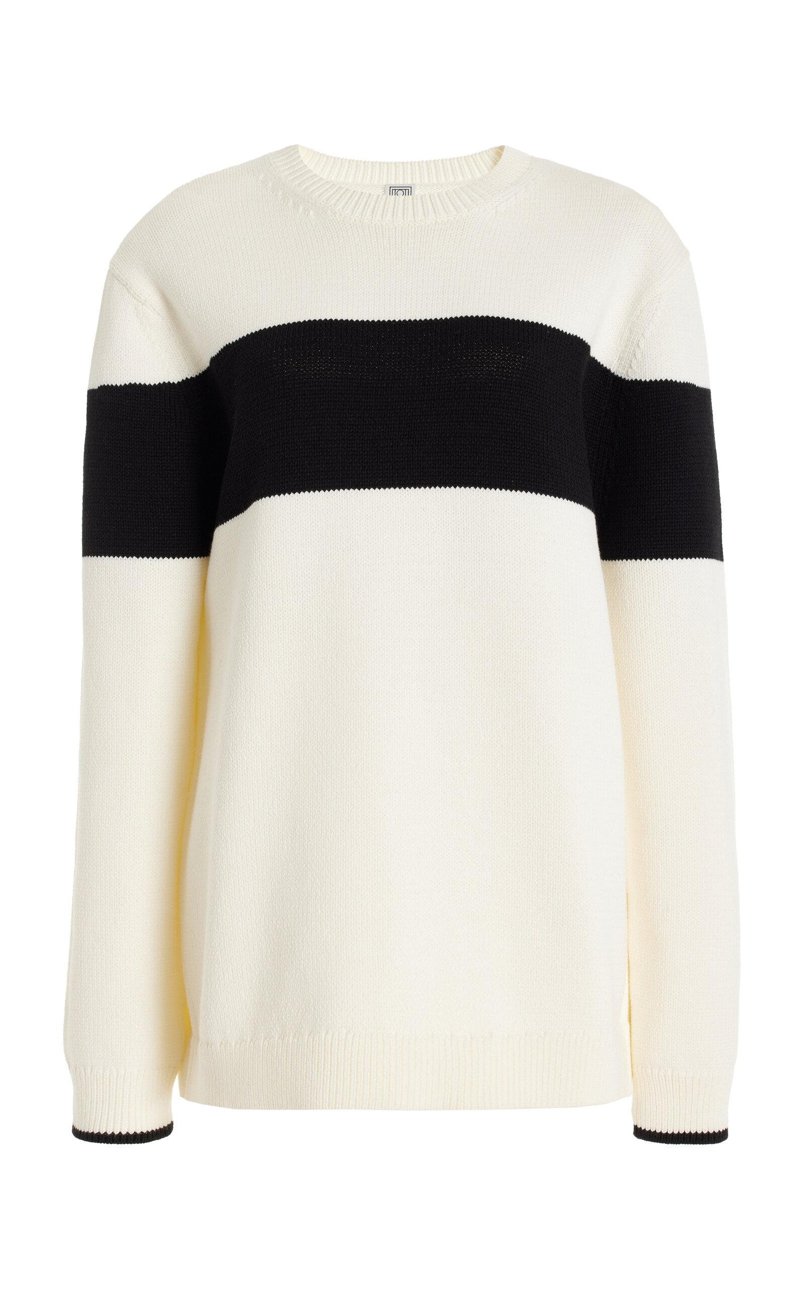 Toteme - Contrast-Striped Knit Sweater - Black/white - S - Moda Operandi by TOTEME