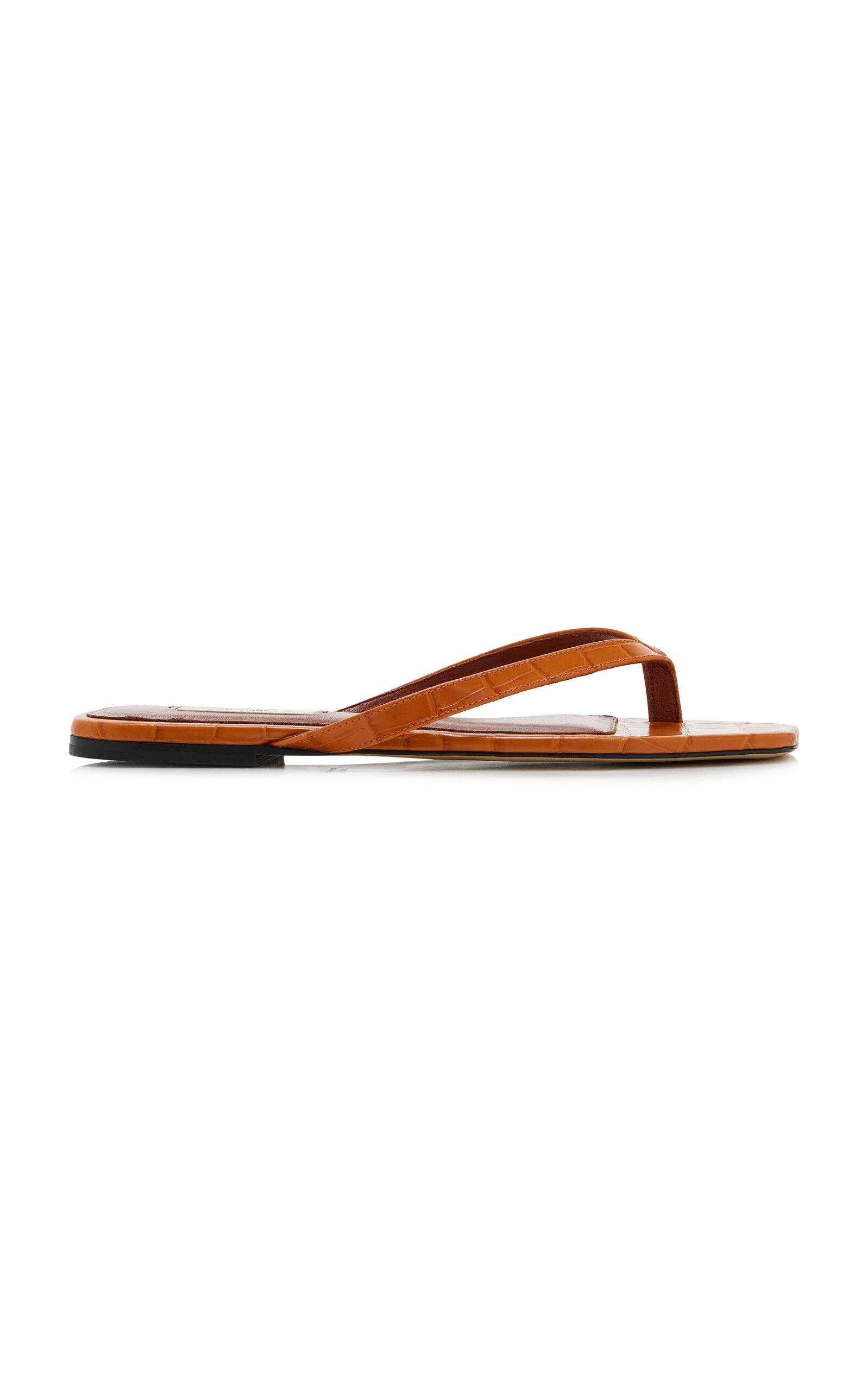 Toteme Croco-Embossed Flip Flops - Moda Operandi by TOTEME