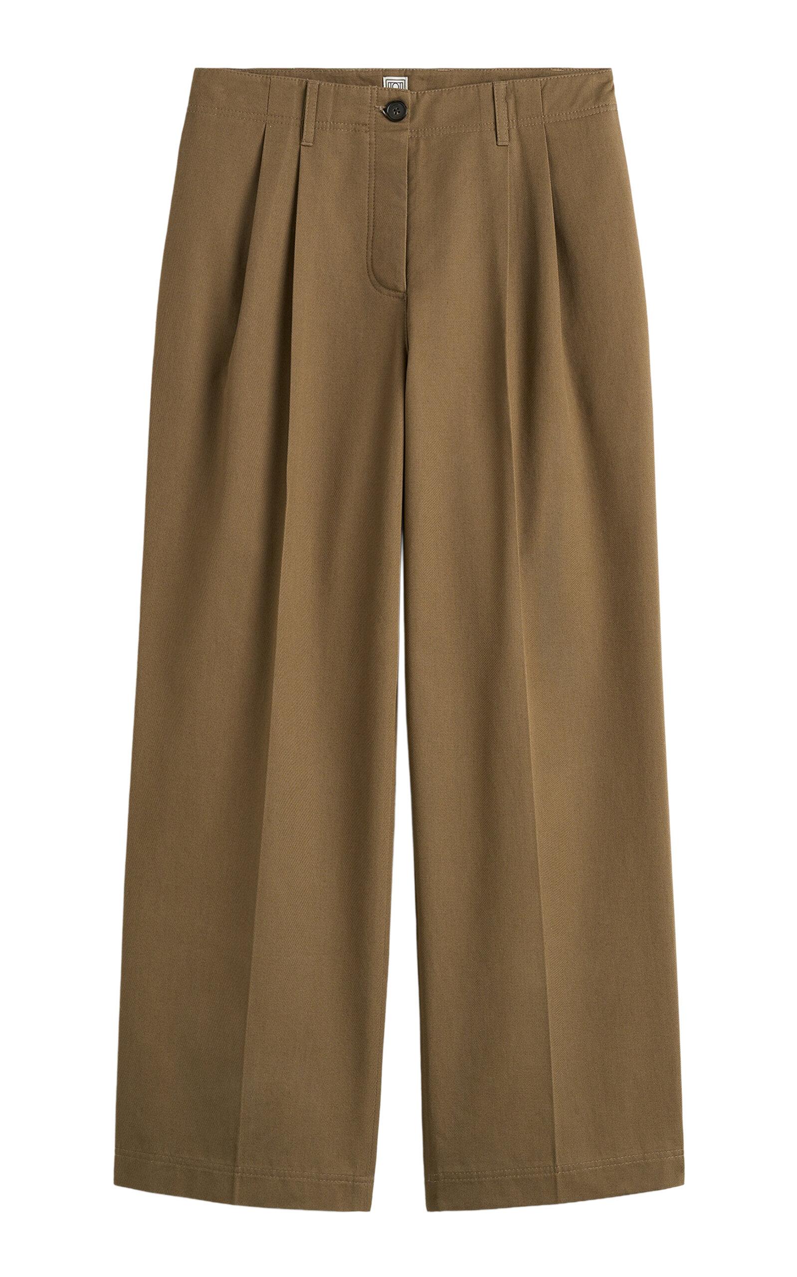 Toteme Pleated Cotton Twill Wide-Leg Pants - Moda Operandi by TOTEME