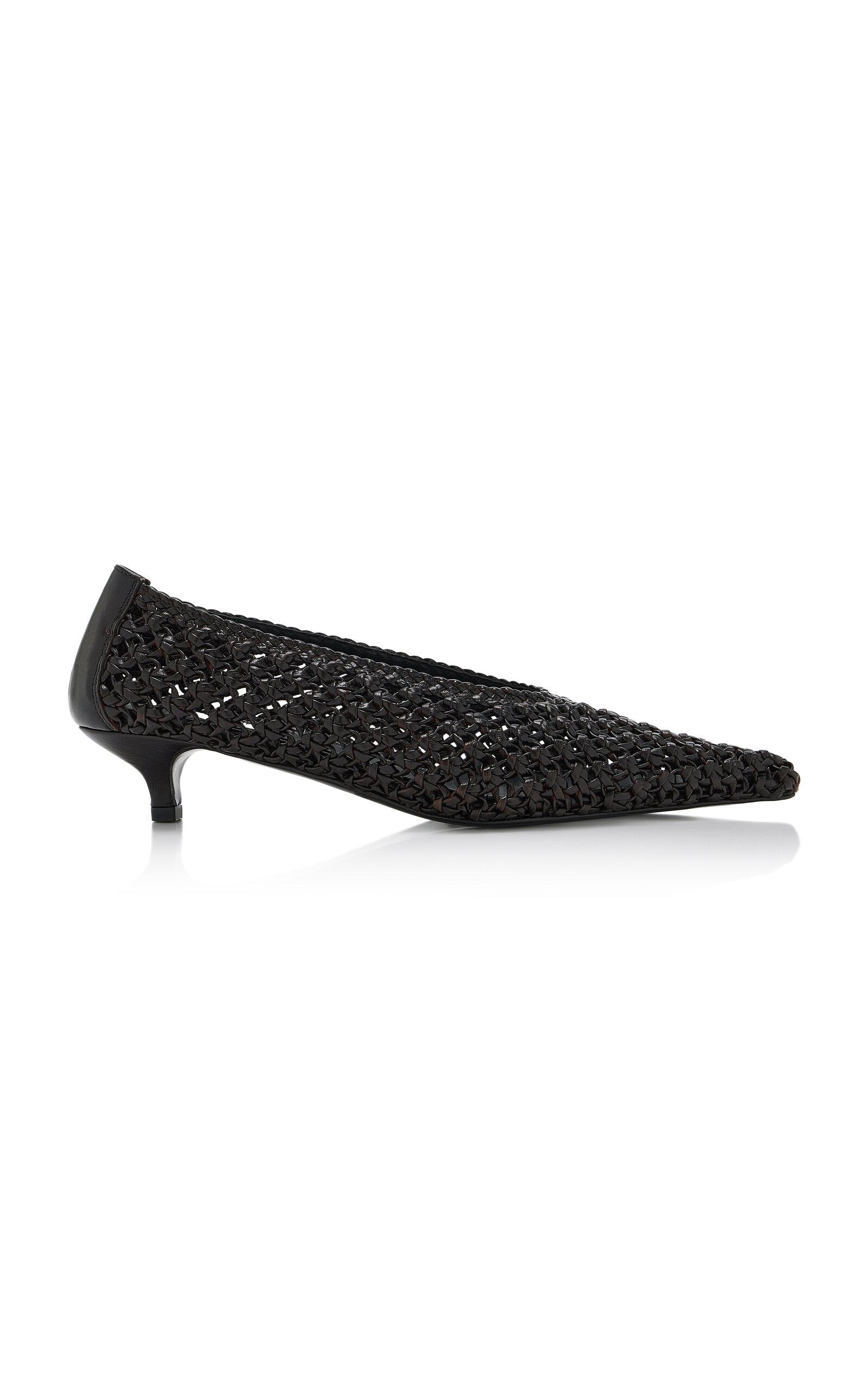 Toteme Sharp Woven-Leather Kitten Pumps - Moda Operandi by TOTEME