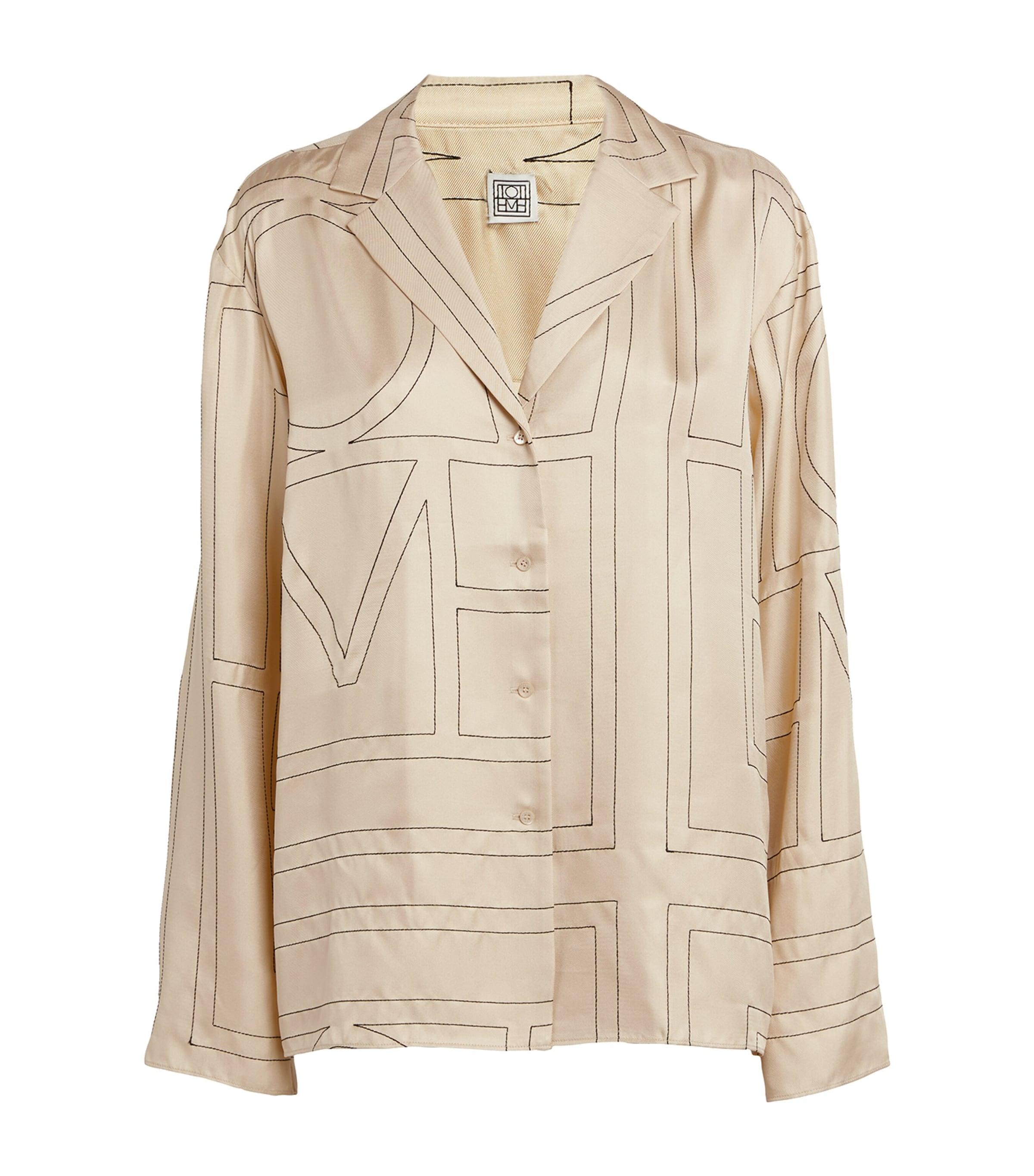 Toteme Silk Embroidered-Monogram Shirt by TOTEME