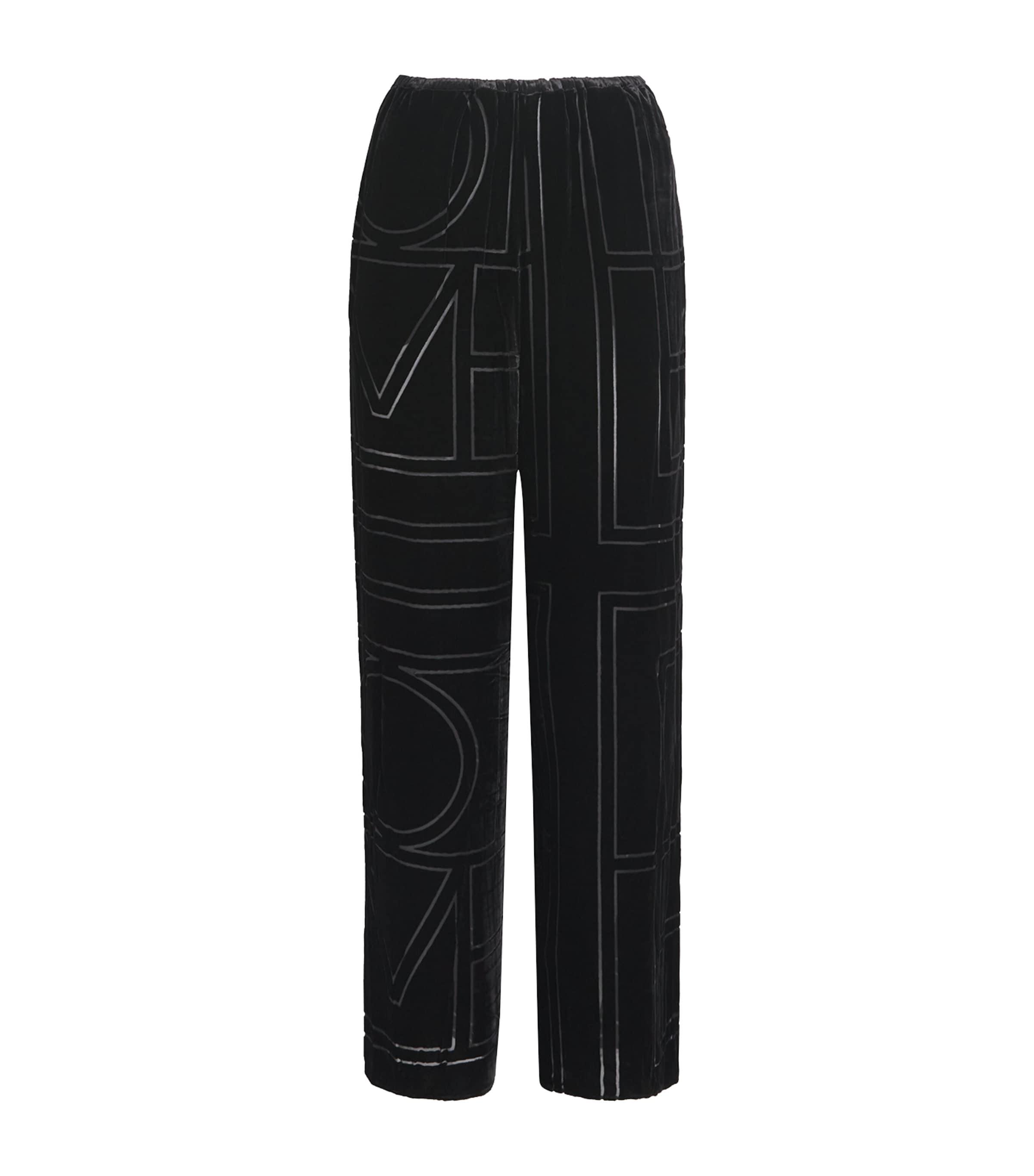 Toteme Silk Monogram Wide-Leg Trousers by TOTEME
