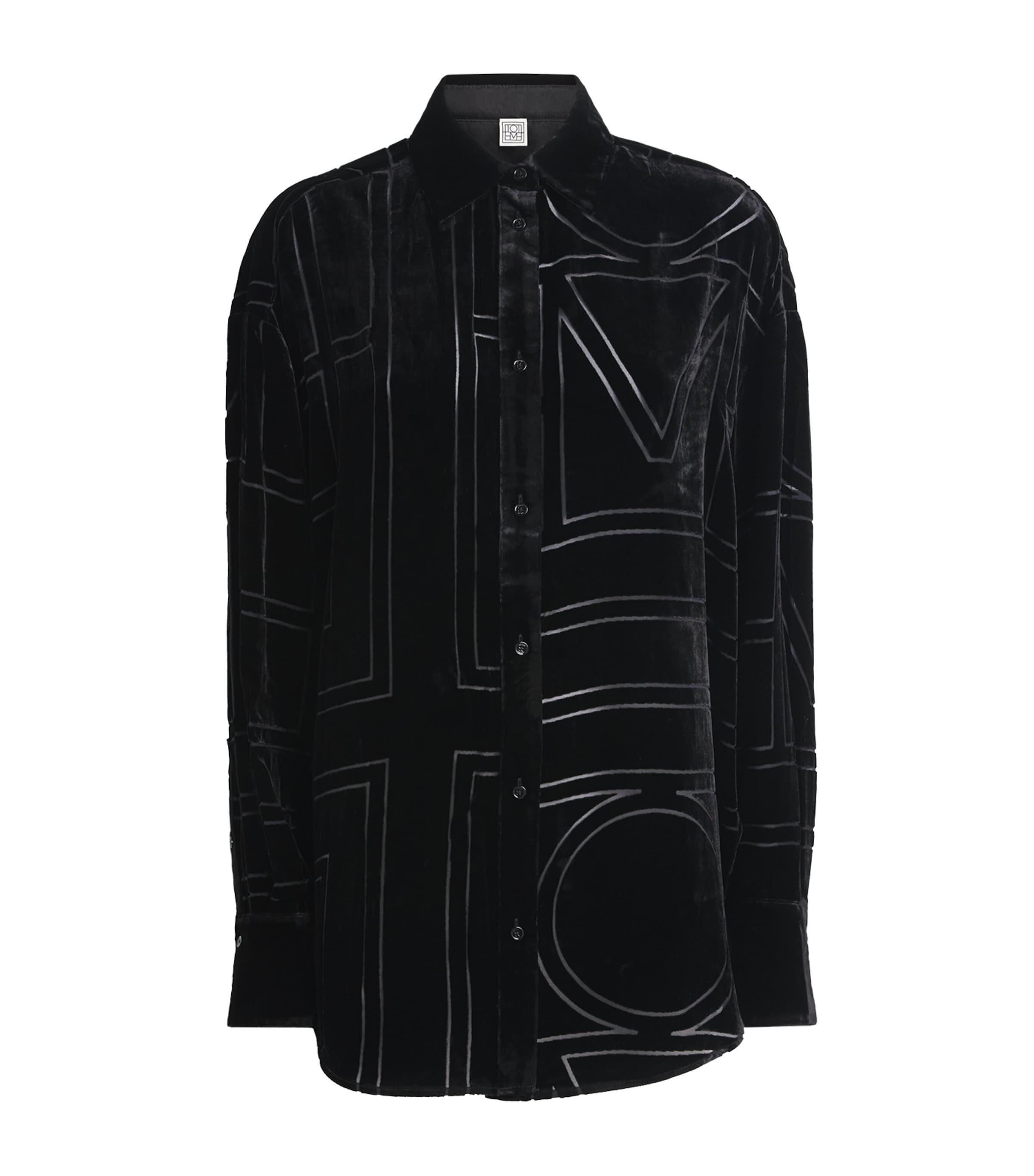 Toteme Silk Velvet Monogram Shirt by TOTEME