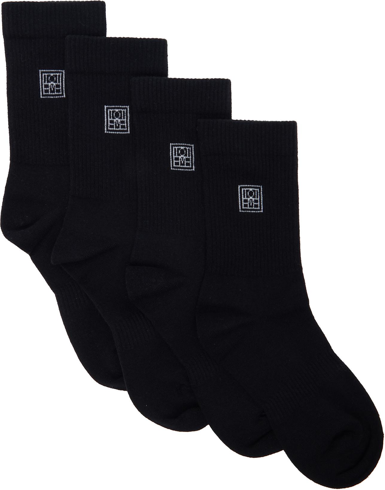 Two-Pack Black Monogram Socks by TOTEME