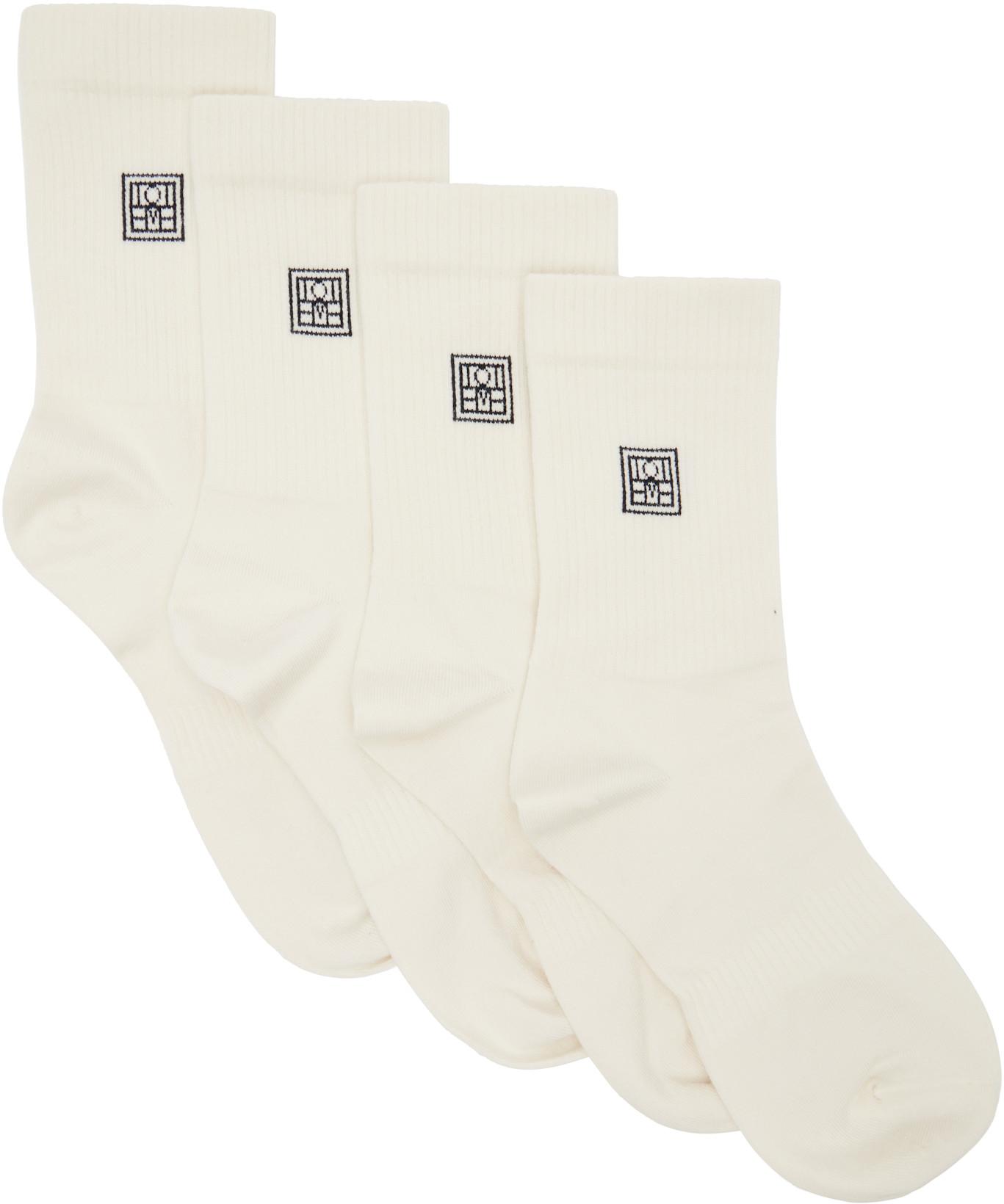 Two-Pack Off-White Monogram Socks by TOTEME
