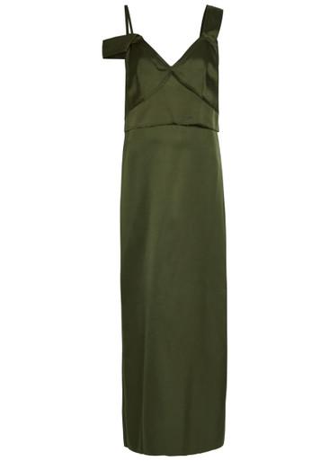 V-neck satin midi slip dress by TOTEME