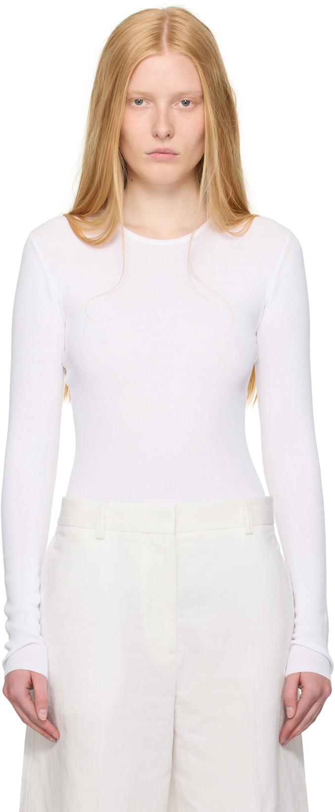 White Compact Cotton T-shirt by TOTEME