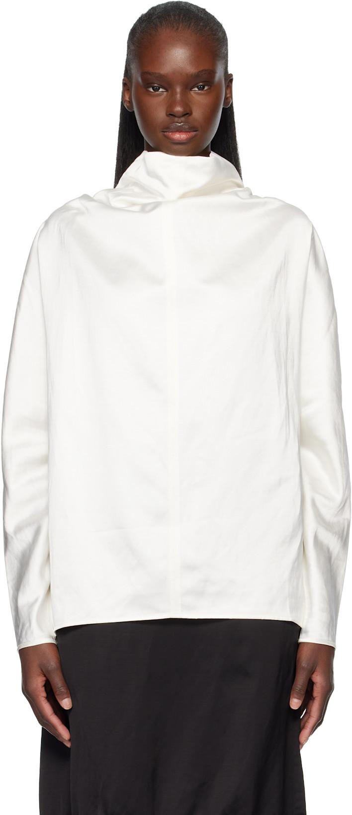 White Cowl Neck Blouse by TOTEME